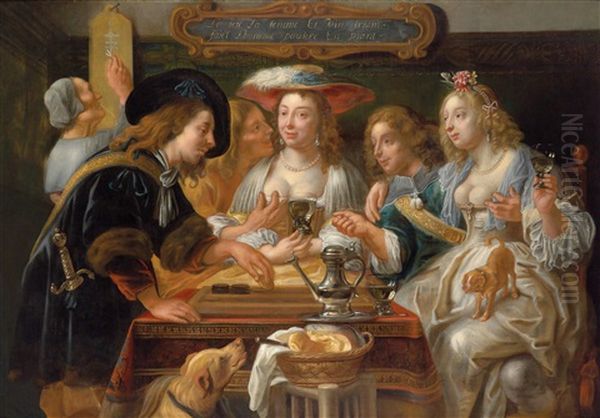 Tric-trac-partie In Einem Bordell Oil Painting by Jacob Jordaens