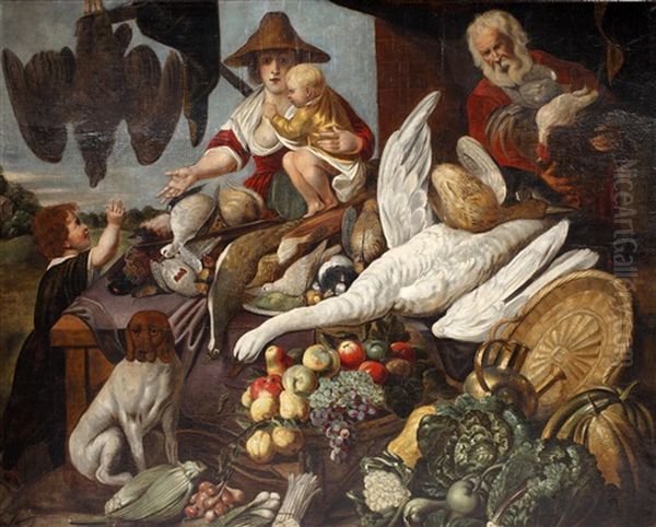 A Market Scene Oil Painting by Jacob Jordaens