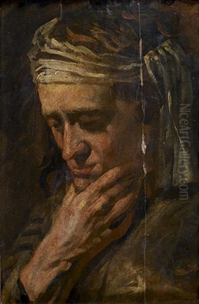 Tete D'homme Au Turban (in 2 Parts) Oil Painting by Jacob Jordaens