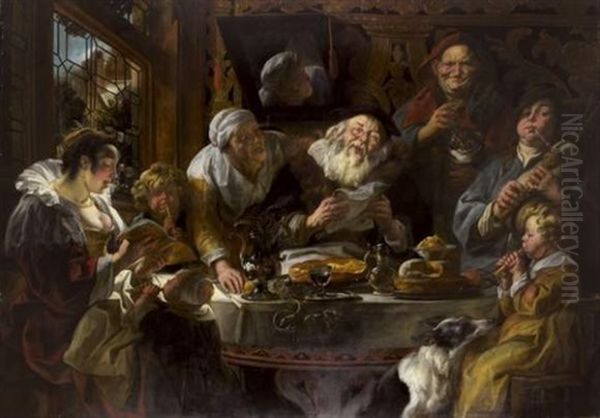 Le Concert De Famille : Comme Les Vieux Ont Chante, Ainsi Les Jeunes Jouent De La Flute Oil Painting by Jacob Jordaens