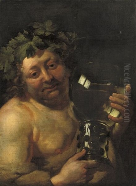 Bacchus Holding A Roemer Of White Wine Oil Painting by Jacob Jordaens