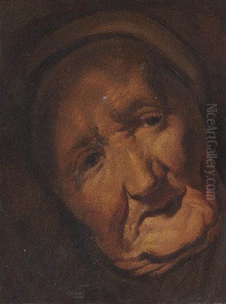 Head Of An Elderly Lady (study) Oil Painting by Jacob Jordaens