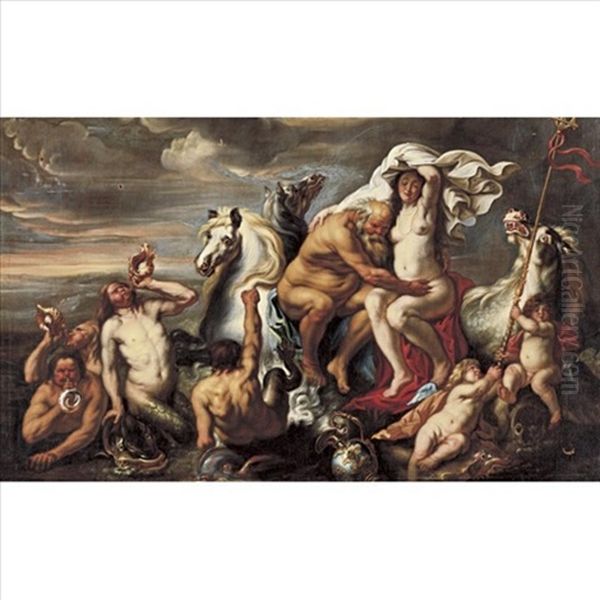 Neptune And Amphitrite (collab. W/studio) Oil Painting by Jacob Jordaens