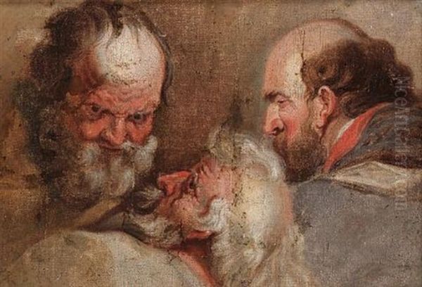 Studies For The Heads Of Three Elderly Bearded Men by Jacob Jordaens