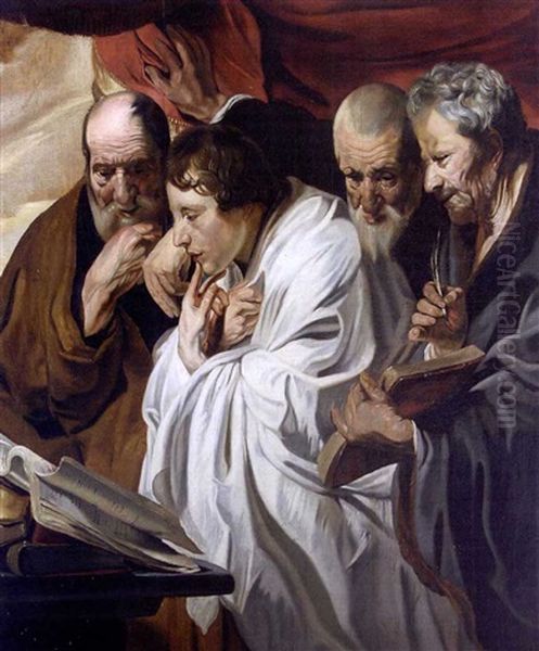 Les Quatre Evangelistes Oil Painting by Jacob Jordaens