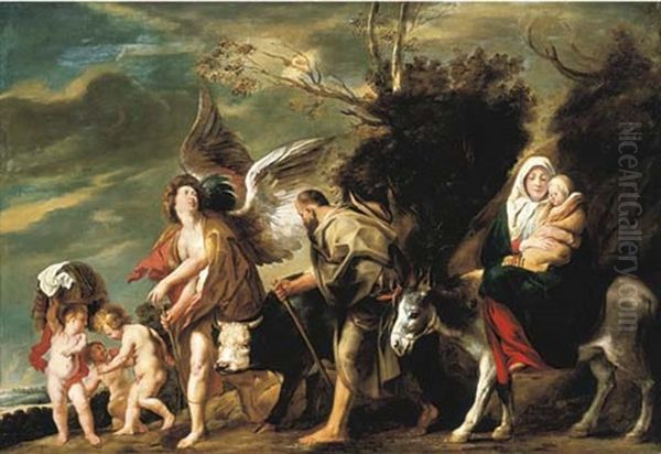 The Flight Into Egypt (collab. W/studio) Oil Painting by Jacob Jordaens