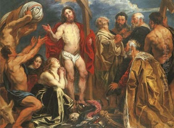 Christ Triumphant With The Nine Penitents Oil Painting by Jacob Jordaens