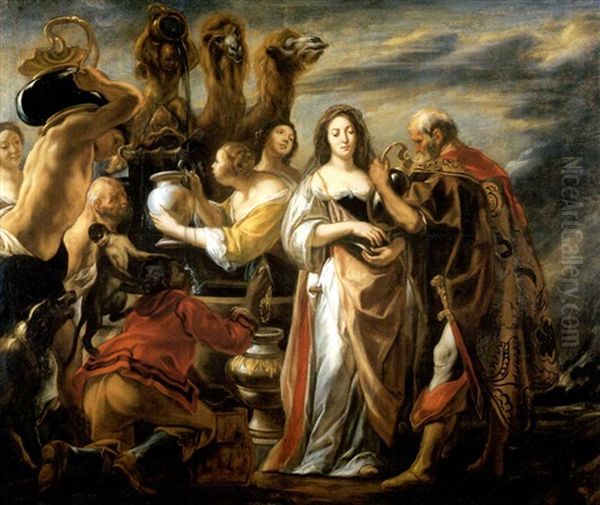 Rebecca At The Well (collab. With Studio) Oil Painting by Jacob Jordaens