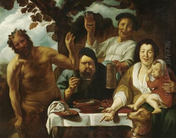 Satyr Bei Den Bauern Oil Painting by Jacob Jordaens