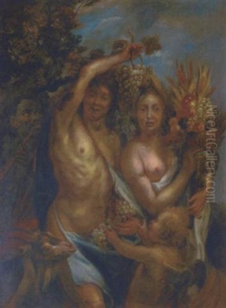 Bacchus And Ceres Oil Painting by Jacob Jordaens