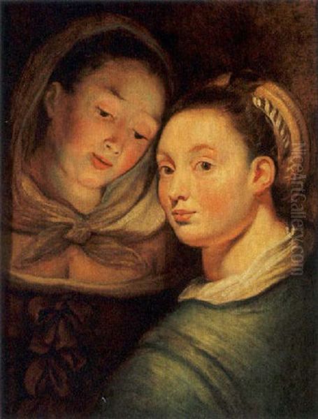 A Portrait Of Two Young Ladies Oil Painting by Jacob Jordaens