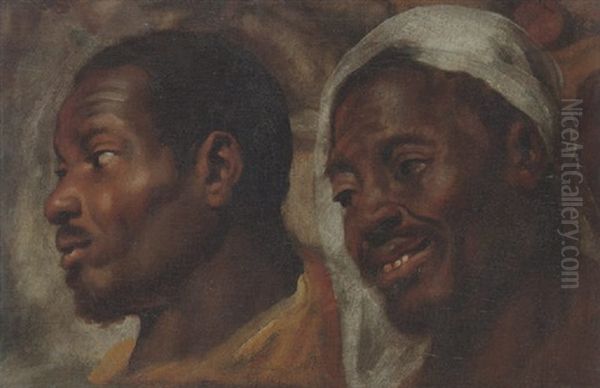 Heads Of Two African Men Oil Painting by Jacob Jordaens