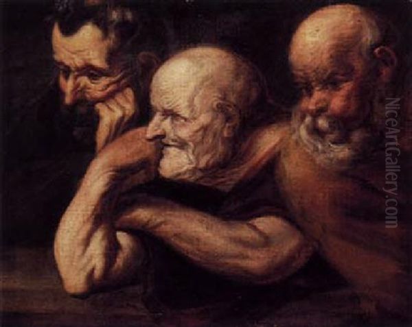 Study Of Three Old Men Oil Painting by Jacob Jordaens