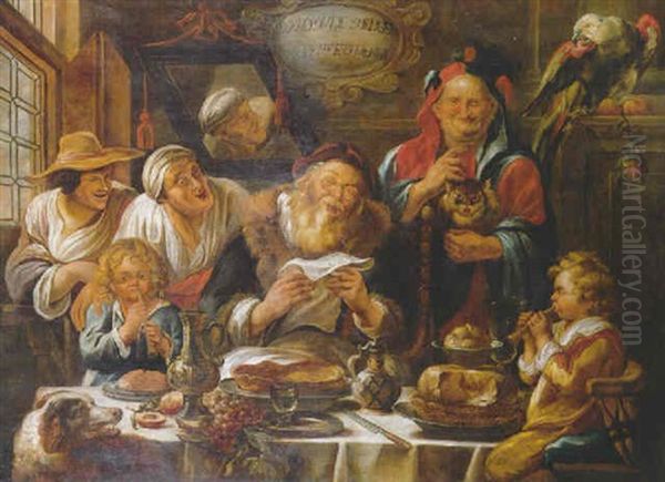 Soo D'oude Soeng, Soo Pypte D'ioenge Oil Painting by Jacob Jordaens