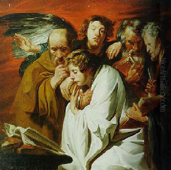 The Four Evangelists Accompanied By An Angel Oil Painting by Jacob Jordaens