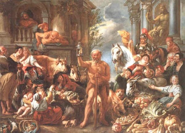 Diogenes Searching For An Honest Man Oil Painting by Jacob Jordaens