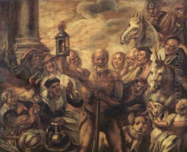 Diogenes Zoekt De Mens Oil Painting by Jacob Jordaens