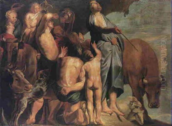 Moses Striking Water From The Rock Oil Painting by Jacob Jordaens