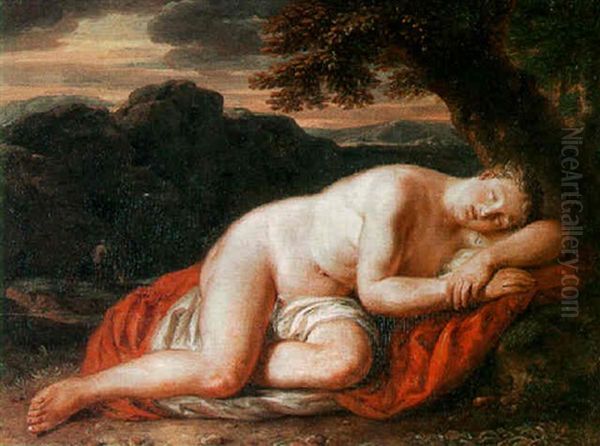 The Recumbent Venus In A Landscape With Bathing Figures Oil Painting by Jacob Jordaens