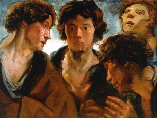 Four Studies Of A Man's Head Oil Painting by Jacob Jordaens