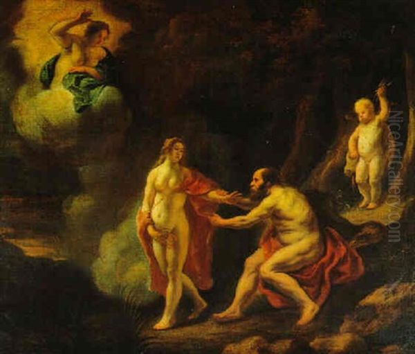 Jupiter, Venus, Juno Und Amor In Einer Landschaft Oil Painting by Jacob Jordaens