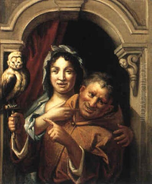 Il Buffone, La Donna E Il Gufo Oil Painting by Jacob Jordaens