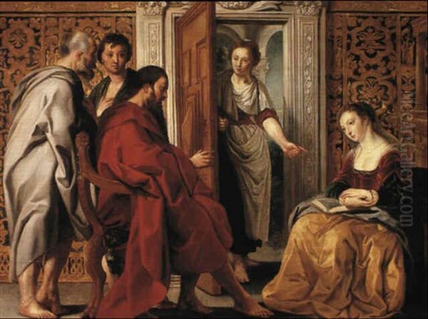 Christ In The House Of Martha And Mary Oil Painting by Jacob Jordaens