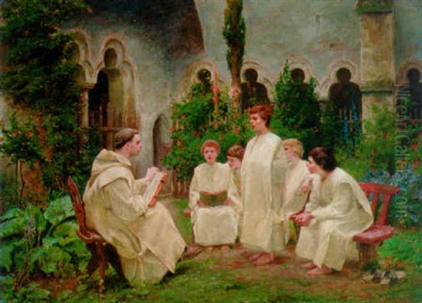 The Lesson In The Cloister Oil Painting by Carl Jordan