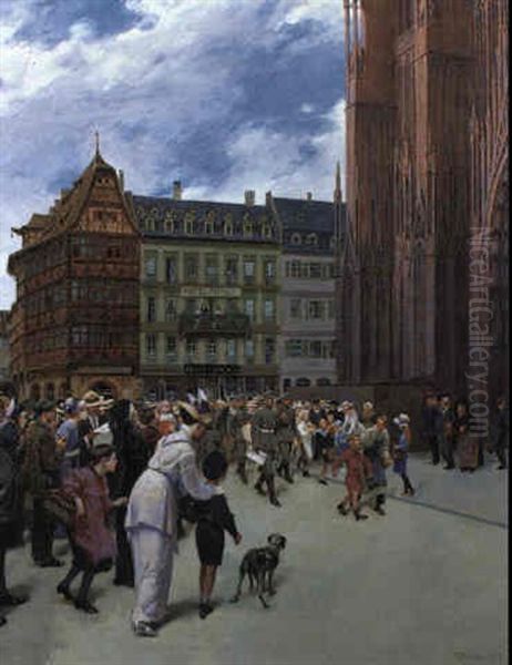 Vor Der Kathedrale In Strassburg Oil Painting by Carl Jordan