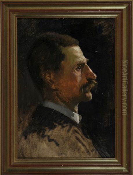 Portrait Eines Mannes Mit Schnurrbart Im Profil Oil Painting by Ernst Pasqual Jordan