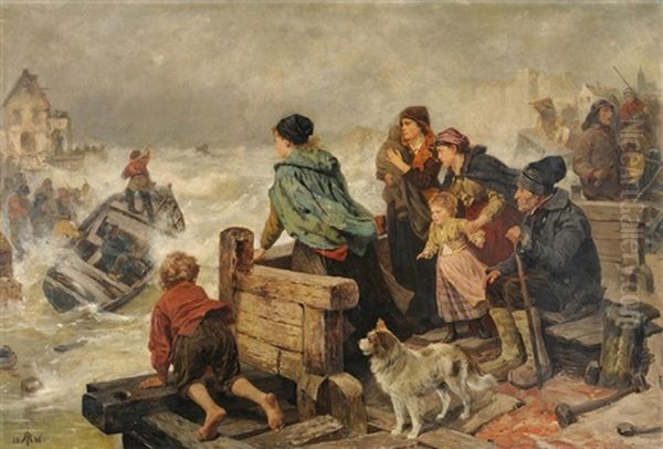 Ein Rettungsboot Oil Painting by Rudolf Jordan