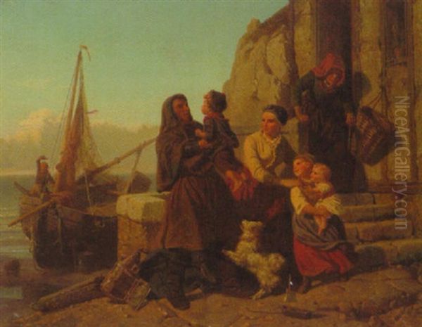 Die Ruckkehr Des Fischers Oil Painting by Rudolf Jordan