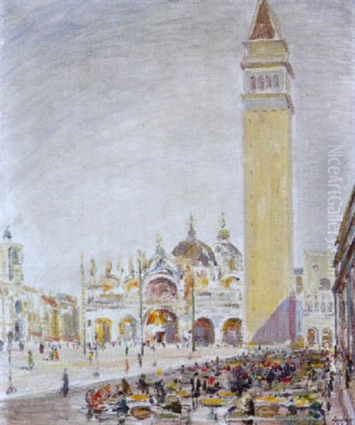 Ansicht Vom Markusplatz In Venedig Oil Painting by Wilhelm Jordan