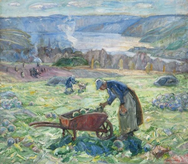 Hostlandskap 1920 Oil Painting by Lars Jorde