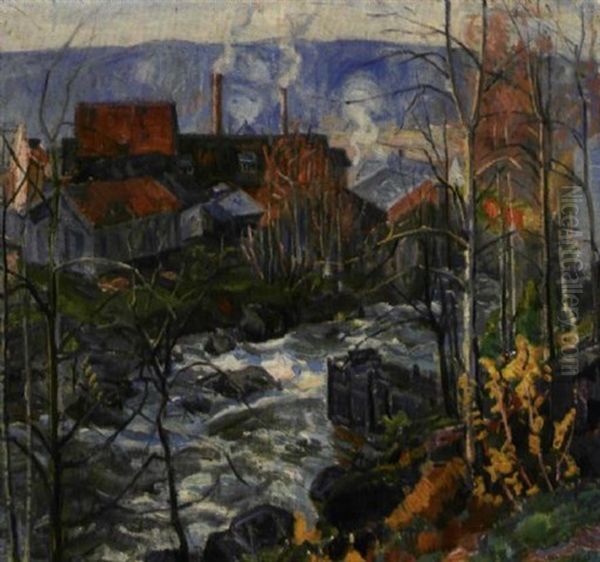 Fra Mesnaelven, Lillehammer Oil Painting by Lars Jorde