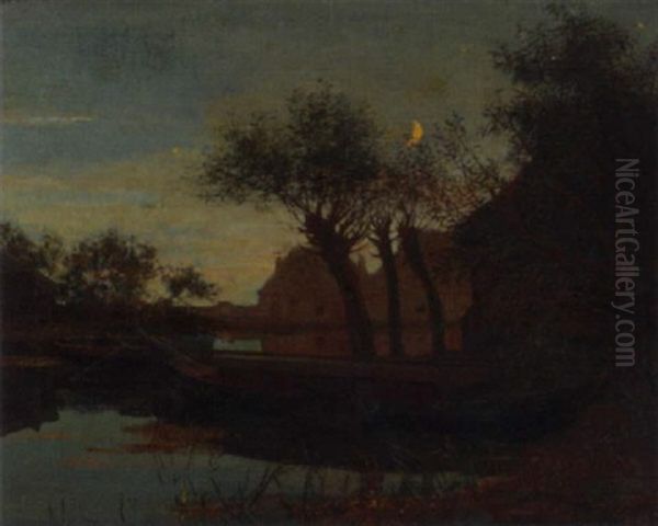 Oude Wetering - Oude Handels-binnenhaven Uit Den O.i. Comp.tijd Oil Painting by Daniel J.R. Jordens