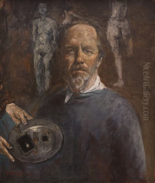 Self Portrait Oil Painting by Justus Jorgensen