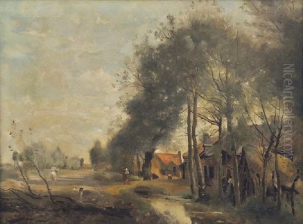 The Sin-le-noble Road Near Douai (after Corot) Oil Painting by Justus Jorgensen