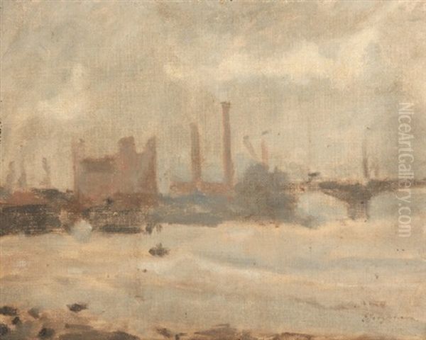 Battersea Bridge, Chelsea Oil Painting by Justus Jorgensen