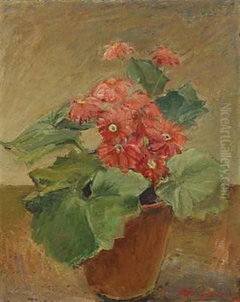 Still Life With Potted Plant Oil Painting by Robert F. Jorgensen