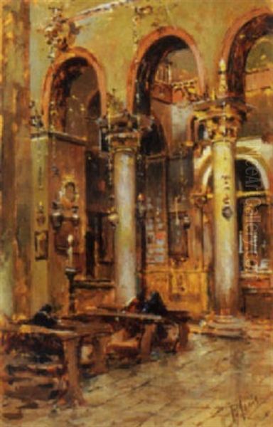 Roma, Interno Di Chiesa Oil Painting by Pio Joris