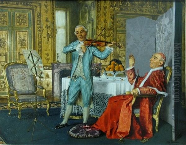 Religious Figure With A Musician Oil Painting by Maurice Joron