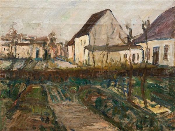 Gardens And Houses In Autumn Oil Painting by Carl Joerres