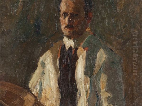 Self Portrait (double-sided) Oil Painting by Carl Joerres