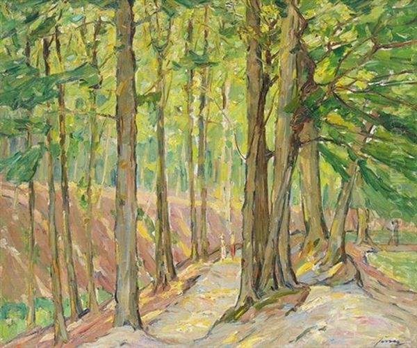 Waldbild (das Butendieker Geholz In Lilienthal) Oil Painting by Carl Joerres