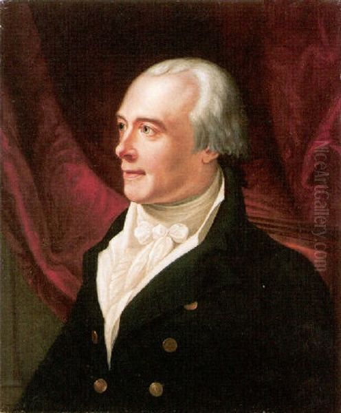 Portrait Of Spencer Perceval Wearing A Dark Blue Coat And White Stock Oil Painting by George Francis Joseph