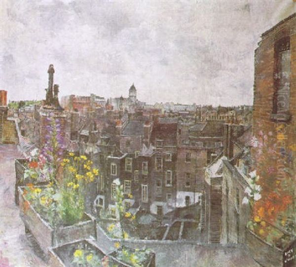 City Of London Skies And Flowers (roofs Of High Holborn) by Lily Delissa Joseph