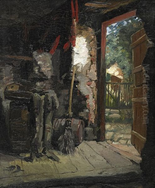 Interior Av Ett Uthus (st. Karins Kalla), Visby Oil Painting by Ernst Josephson