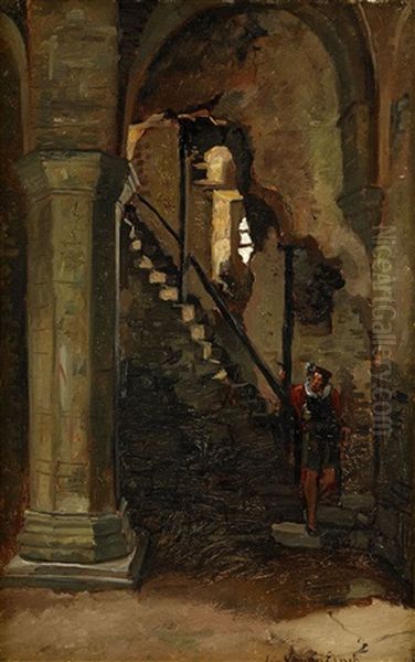 Interior Fran Helgeandskyrkan, Visby Oil Painting by Ernst Josephson