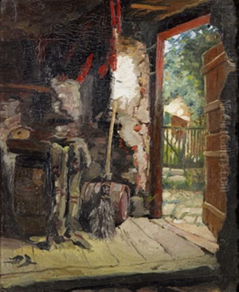 Interior Av Ett Uthus, Visby Oil Painting by Ernst Josephson